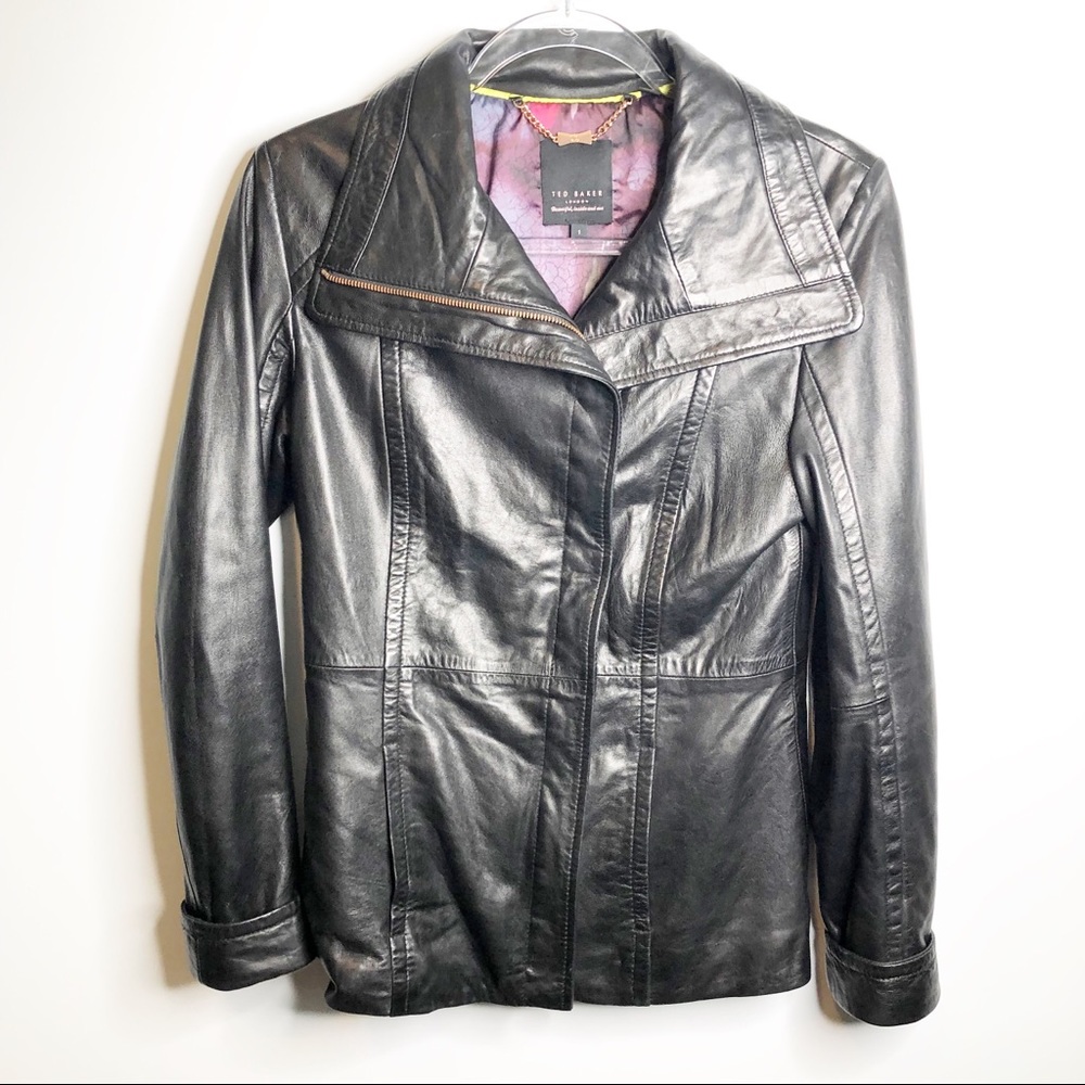 Ted Baker Soft Leather Asymmetrical Zip Jacket 1